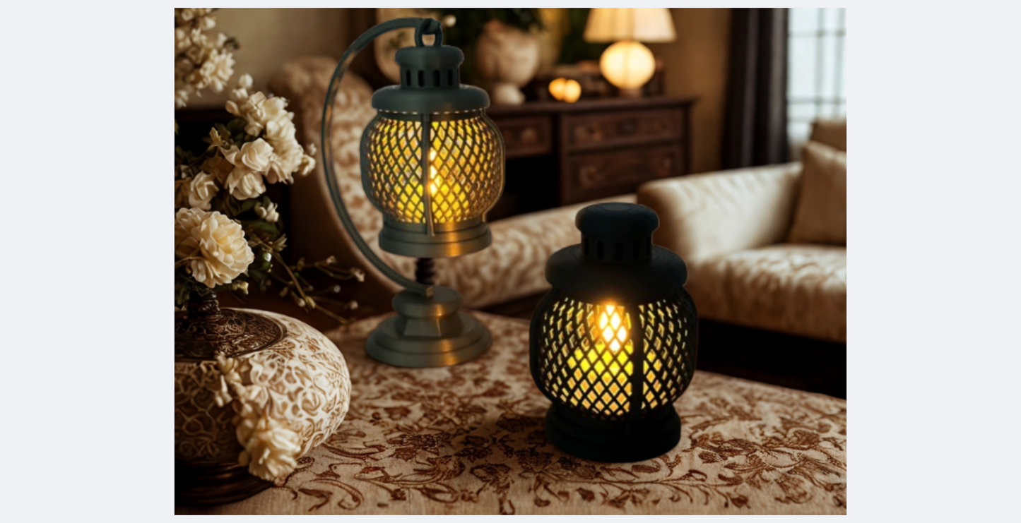 Vintage Glow Lantern Set – Premium Χειροποίητο Σετ Διακοσμητικών Φαναριών με Βάση /Lantern Duo