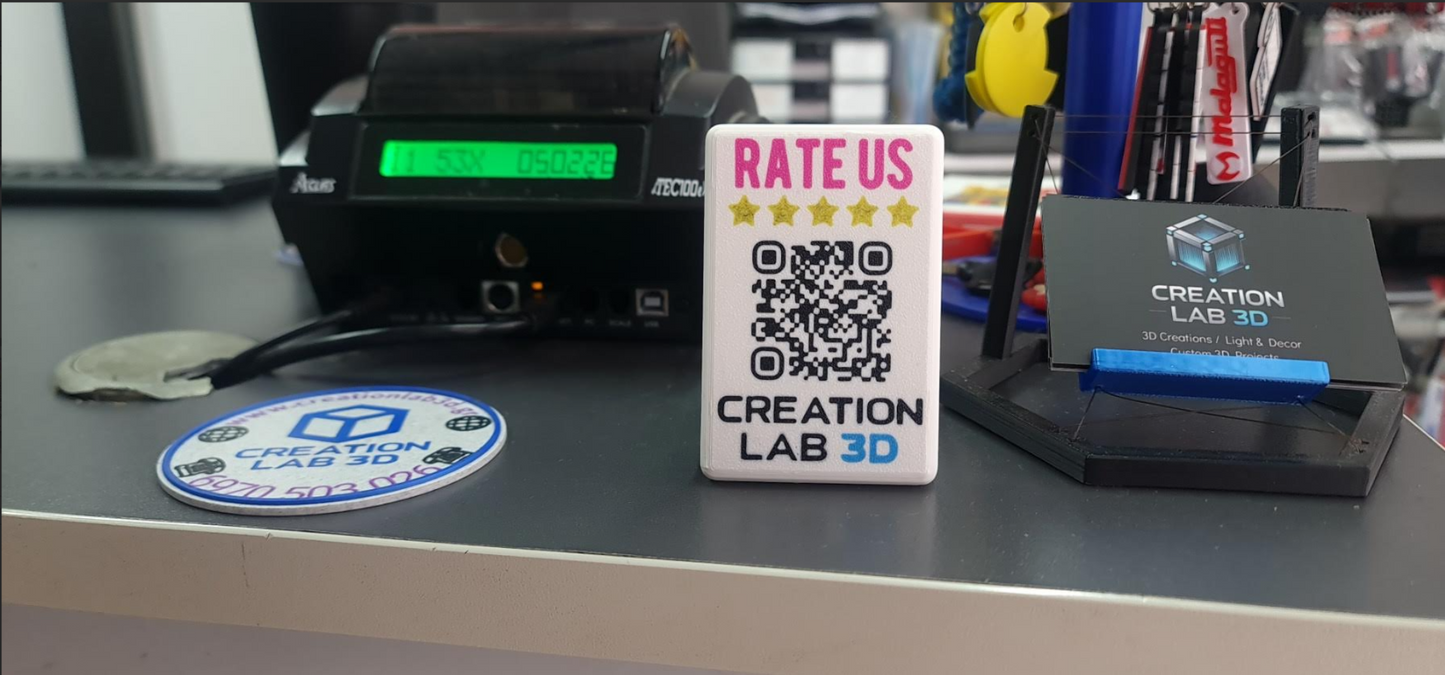 Smart Review Stand – Επιτραπέζιο QR Stand για Αξιολογήσεις, WiFi & Menu