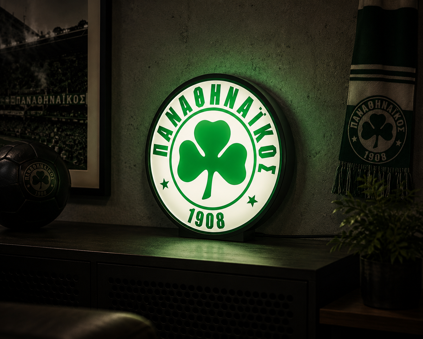 Panathinaikos LED Light – Φωτιζόμενο Διακοσμητικό Παναθηναϊκού | Panathinaikos Logo Light