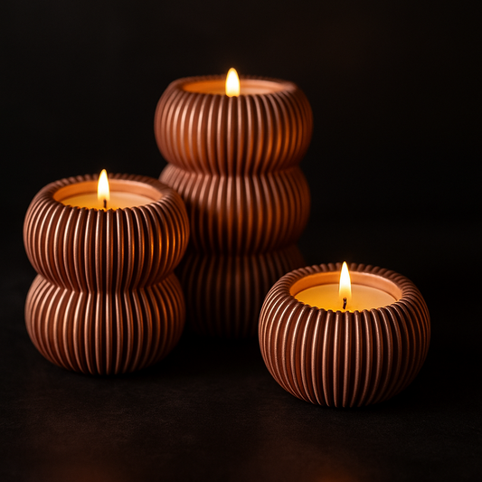 Modern Ripple Candle Holders - Σετ Κηροπήγια με Ραβδωτή Υφή | Δυνατότητα Επιλογής Χρωμάτων | Minimal Διακόσμηση