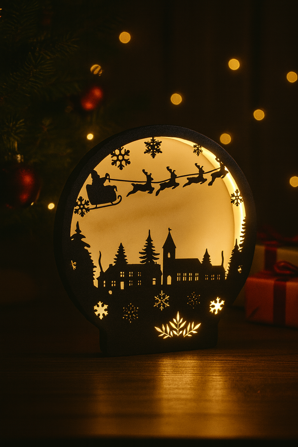 Επιτραπέζια Λάμπα Χριστουγεννιάτικο Χωριό | Santa Sleigh Light | Festive Holiday Decor