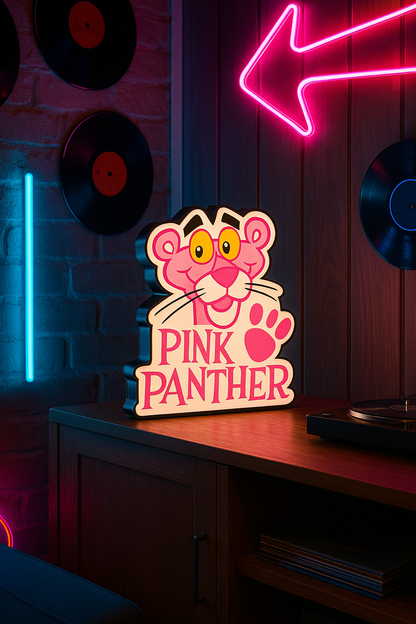Ρετρό Φωτιζόμενο Κουτί Pink Panther | Handmade Lamp | Retro Decor Gift