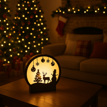 Χριστουγεννιάτικη Επιτραπέζια Λάμπα Σκηνής – Warm Holiday Glow