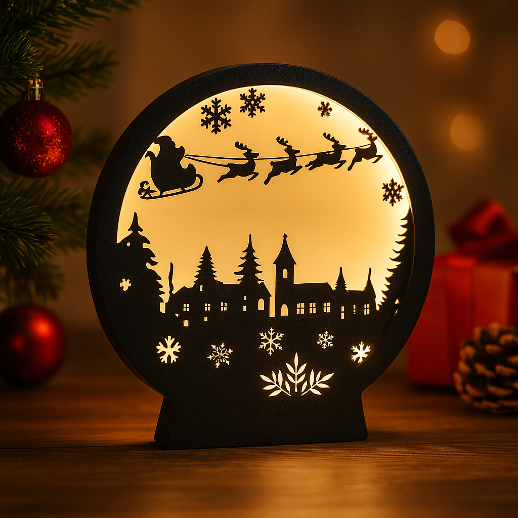 Επιτραπέζια Λάμπα Χριστουγεννιάτικο Χωριό | Santa Sleigh Light | Festive Holiday Decor
