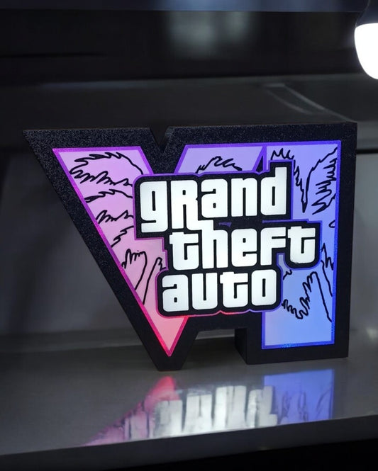 "3D Εκτυπωμένη Λάμπα Grand Theft Auto VI LED - Συλλεκτική Έκδοση με Τροφοδοσία USB"
