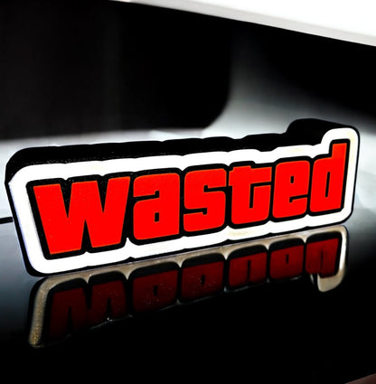 "3D Εκτυπωμένη Λάμπα Grand Theft Auto 'WASTED' LED - Συλλεκτικό Αντικείμενο με Τροφοδοσία USB"