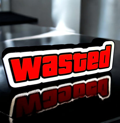 "3D Εκτυπωμένη Λάμπα Grand Theft Auto 'WASTED' LED - Συλλεκτικό Αντικείμενο με Τροφοδοσία USB"