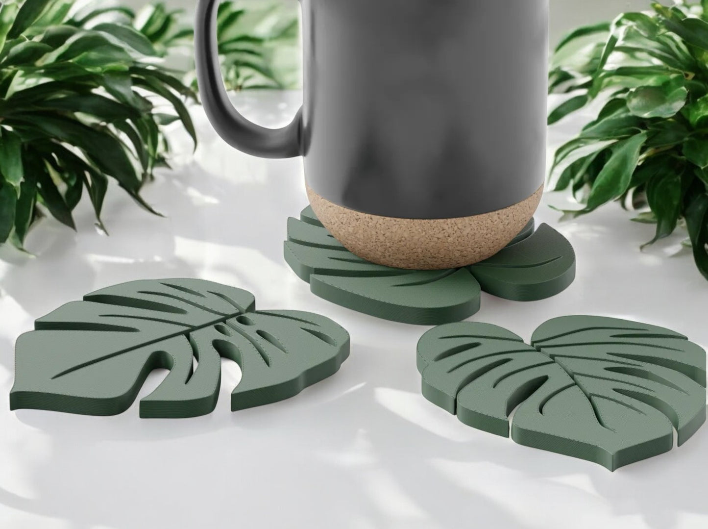 "Monstera Leaf  Coasters - Tropical Inspiration Set