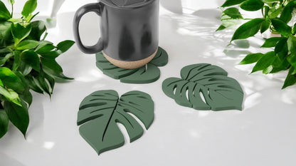 "Monstera Leaf  Coasters - Tropical Inspiration Set