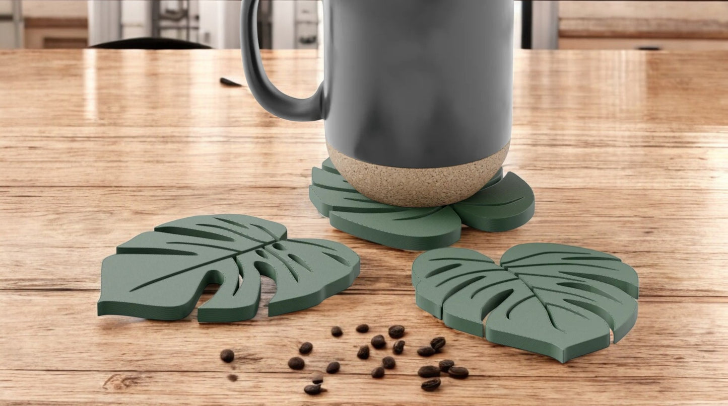 "Monstera Leaf  Coasters - Tropical Inspiration Set
