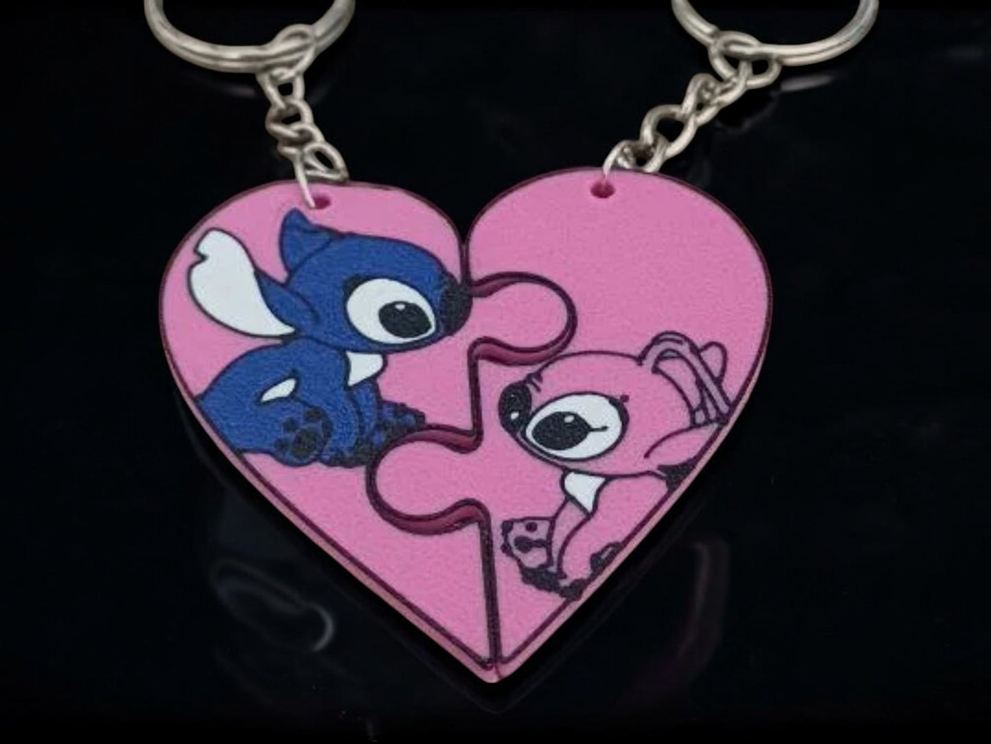 "Stitch & Angel: Broken Heart"  Couple Keychain