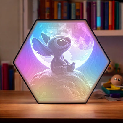 Εξαγωνική  Λάμπα LED Stitch "Moonlight" - Επιτραπέζιο Φωτιστικό 
