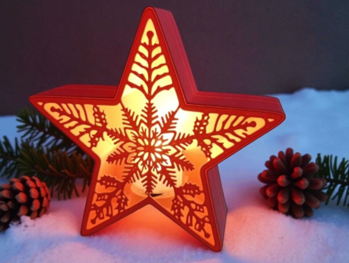 Χριστουγεννιάτικο Κηροπήγιο Αστεριού | Festive LED Tealight Decor
