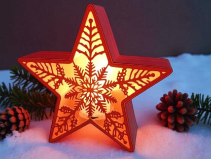 Χριστουγεννιάτικο Κηροπήγιο Αστεριού | Festive LED Tealight Decor