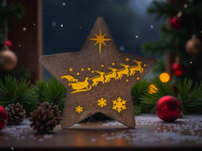 Γιορτινό Αστέρι Κηροπήγιο με Άη Βασίλη | Cozy Christmas Decor