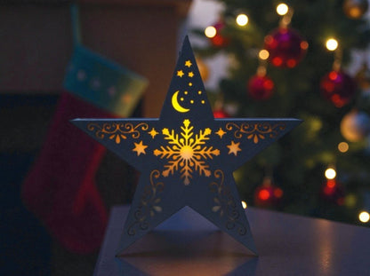 Χριστουγεννιάτικο Κηροπήγιο Αστέρι με Φωτιζόμενη Νιφάδα