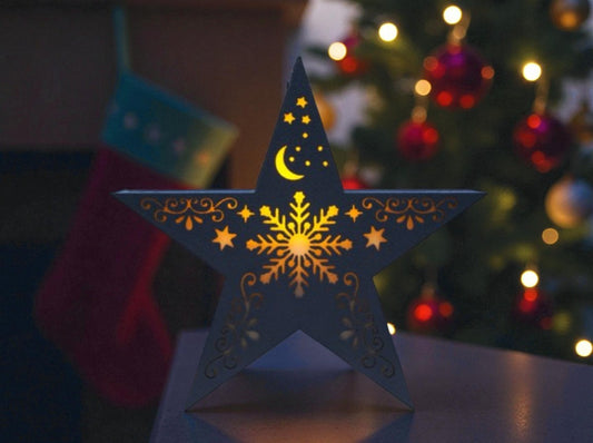 Χριστουγεννιάτικο Κηροπήγιο Αστέρι με Φωτιζόμενη Νιφάδα