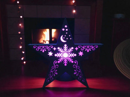 Χριστουγεννιάτικο Κηροπήγιο Αστέρι με Φωτιζόμενη Νιφάδα