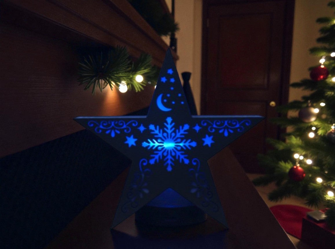 Χριστουγεννιάτικο Κηροπήγιο Αστέρι με Φωτιζόμενη Νιφάδα