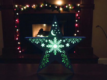 Χριστουγεννιάτικο Κηροπήγιο Αστέρι με Φωτιζόμενη Νιφάδα