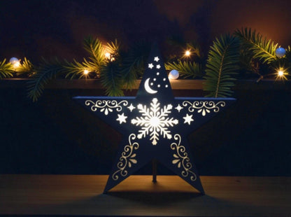Χριστουγεννιάτικο Κηροπήγιο Αστέρι με Φωτιζόμενη Νιφάδα