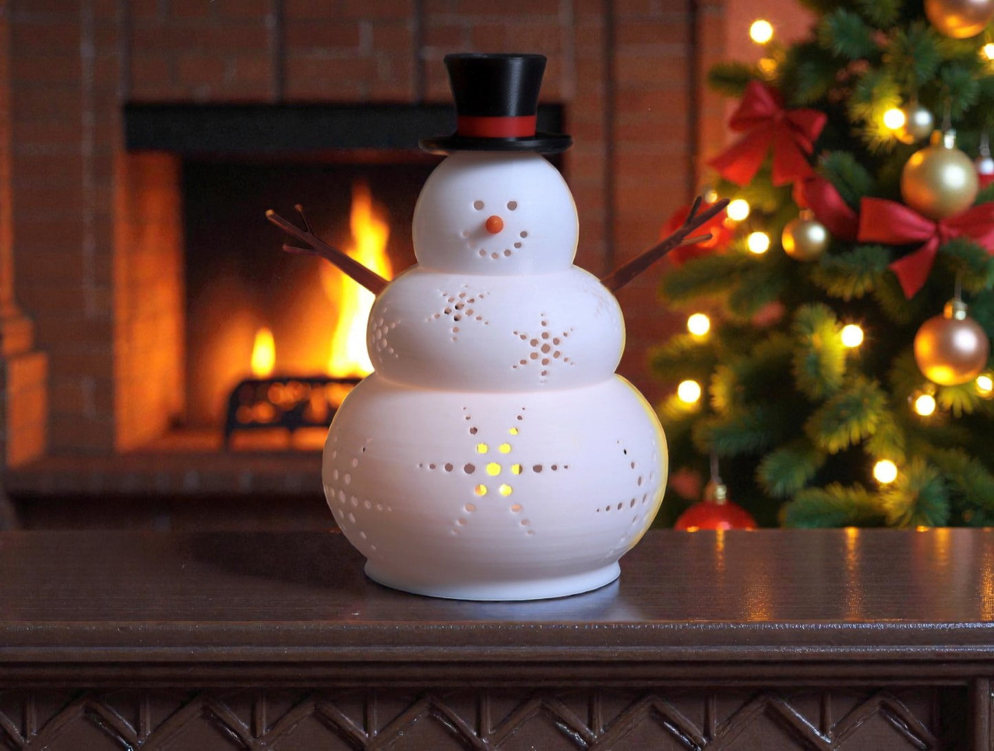 Χριστουγεννιάτικο Κηροπήγιο Χιονάνθρωπος