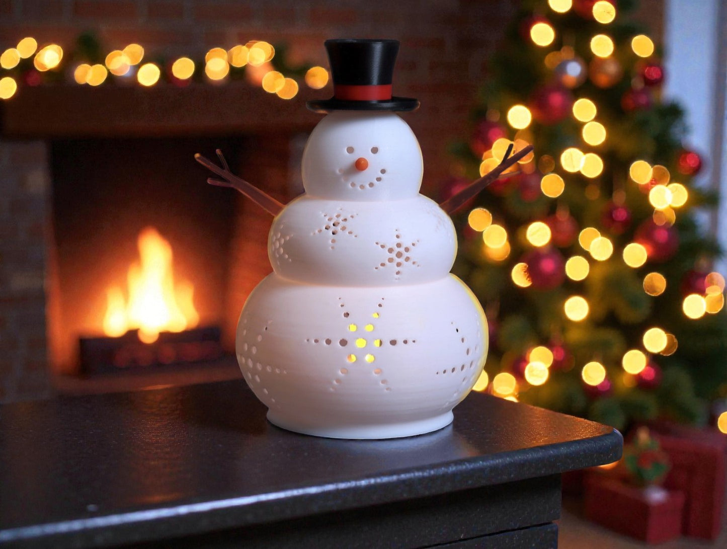 Χριστουγεννιάτικο Κηροπήγιο Χιονάνθρωπος