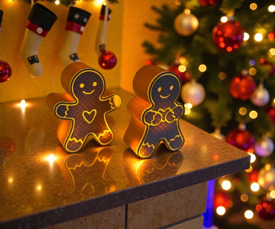 Χριστουγεννιάτικα Κηροπήγια Gingerbread – Φωτεινό Σετ Διακόσμησης