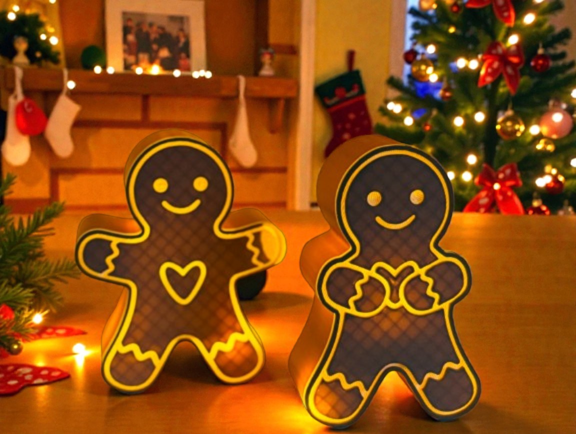 Χριστουγεννιάτικα Κηροπήγια Gingerbread – Φωτεινό Σετ Διακόσμησης