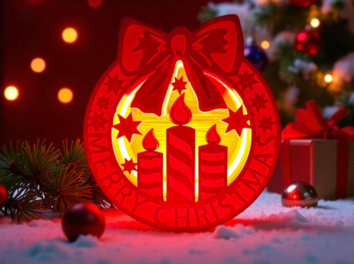 Επιτραπέζιο Lightbox “Χριστουγεννιάτικα Κεράκια & Αστέρι” | Festive LED Table Lamp