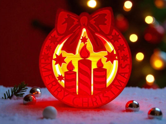 Επιτραπέζιο Lightbox “Χριστουγεννιάτικα Κεράκια & Αστέρι” | Festive LED Table Lamp