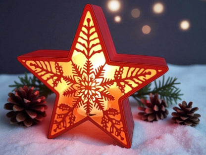 Χριστουγεννιάτικο Κηροπήγιο Αστεριού | Festive LED Tealight Decor