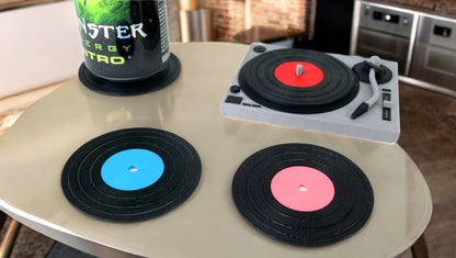 Retro Turntable Coasters - Musical Vibes for Your Drinks!