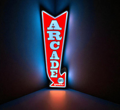 Arcade Lightbox – Retro Gaming Arrow Sign